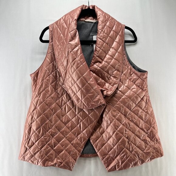 Soft Surroundings Jackets & Blazers - Soft Surroundings Vest M 10-12Stretch Snowline Metallic Puffer Shawl Cotton Pink